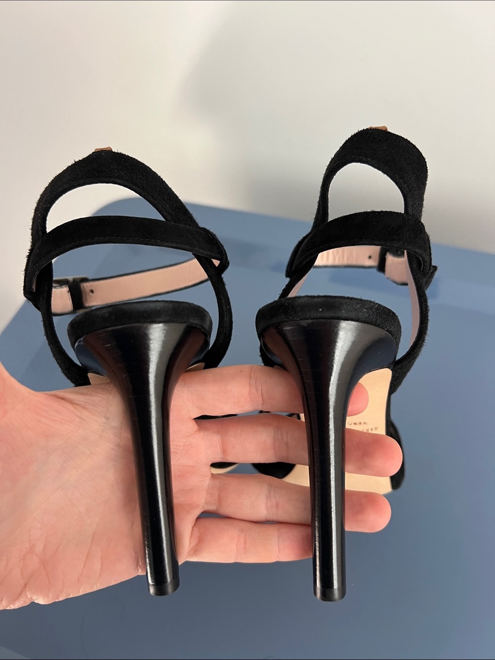 SJP sarah jessica parker cameron black suede open toe criss cross sandals heels - Picture 6 of 13